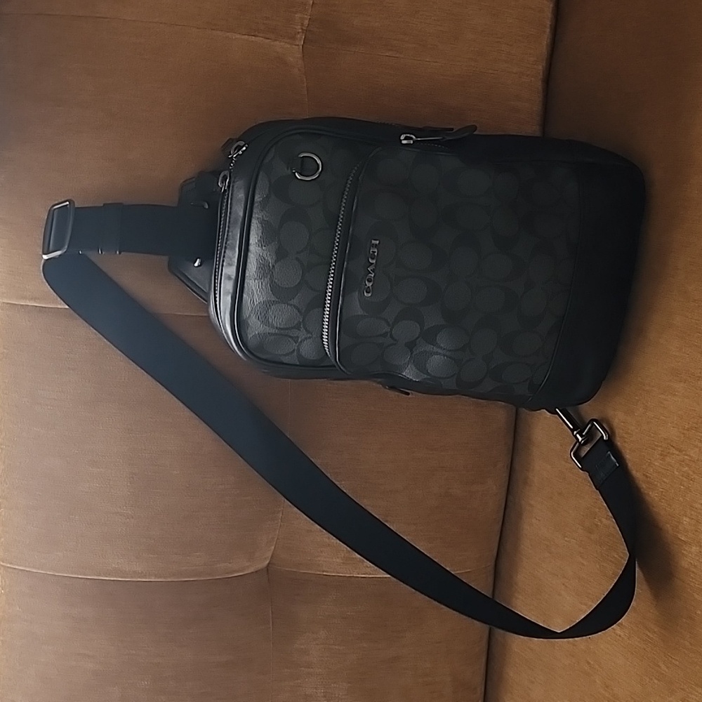 Coach Black and Gray Messenger Bag with Monogram Design - Picture 2 of 5